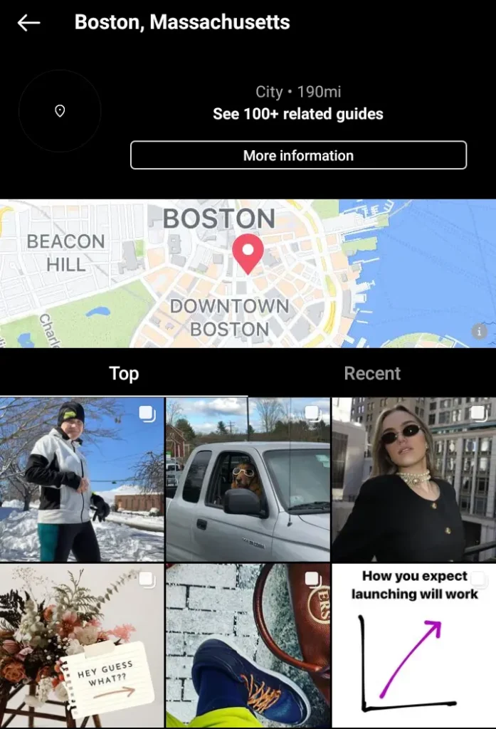 Instagram Location Results Page for Boston, MA