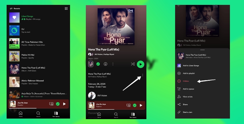 How unhide a song on spotify